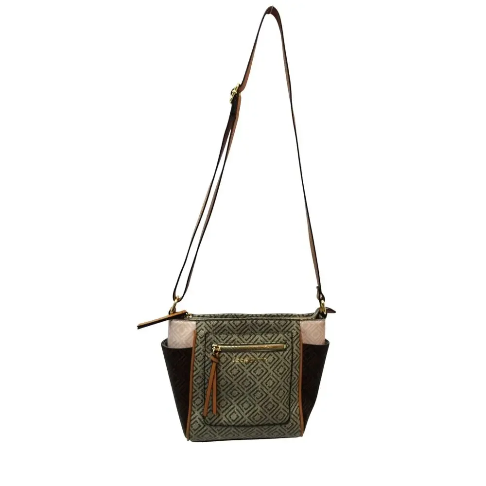 Liz Claiborne Brown & Beige Geometric Crossbody Bag